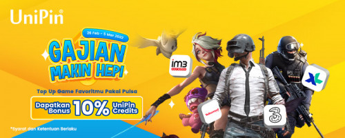 GAJIAN MAKIN HEPI – Top Up Pakai Pulsa dan Dapatkan Bonus 10% UniPin Credits!